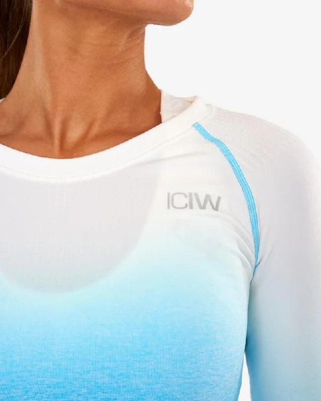 ICIW Ombre Seamless L-S Crop Top - Ocean Blue