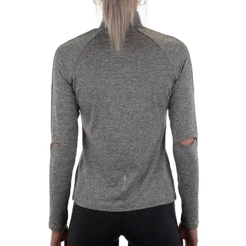 More Mile Train To Run Womens Long Sleeve Funnel Neck Running Top - Grey