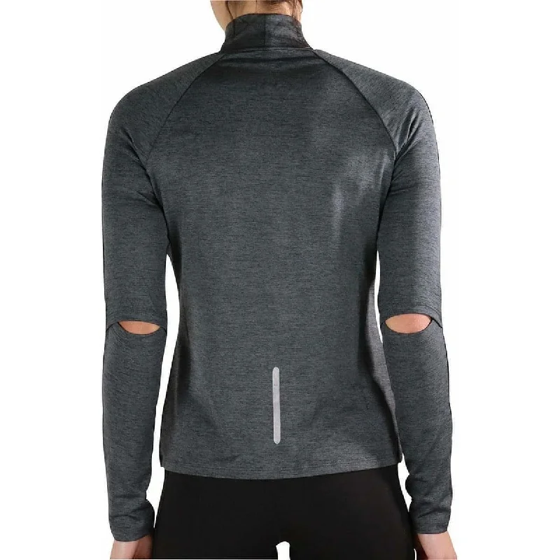 More Mile Train To Run Womens Long Sleeve Funnel Neck Running Top - Grey