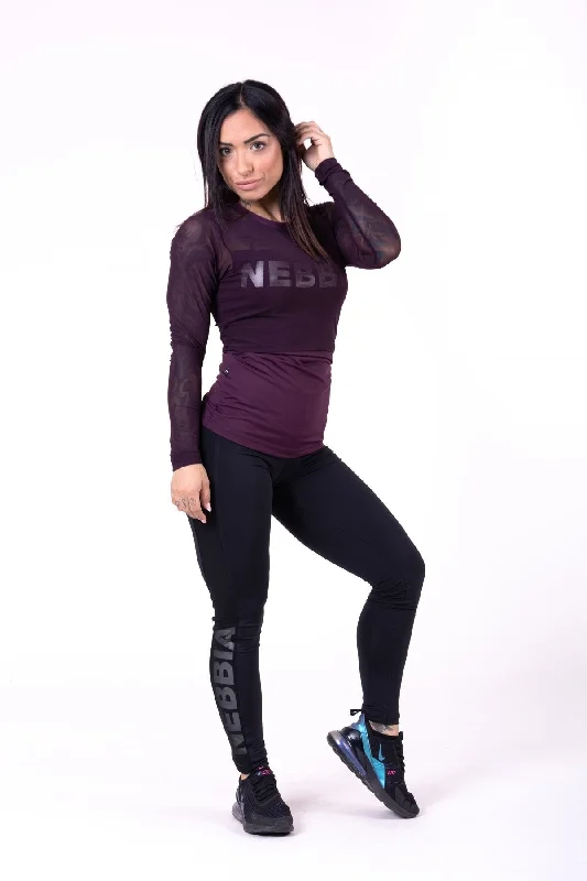 Nebbia Flash-Mesh Longsleeve Shirt 664 - Burgundy