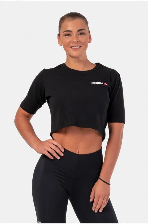 Nebbia Minimalist Logo NEBBIA Crop Top 600 - Black