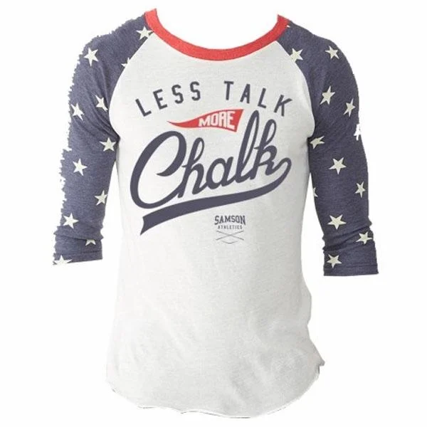 Samson Athletics Less Talk More Chalk 3-4 Baseball Tee