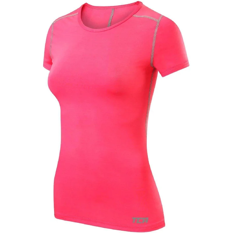 TCA Pro Performance Womens Short Sleeve Baselayer Running Top - Pink