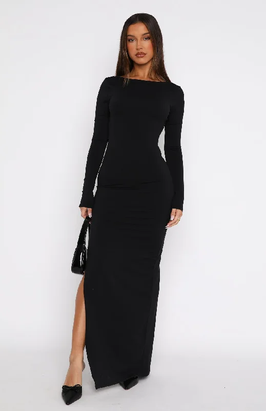 Every Night Long Sleeve Maxi Dress Black