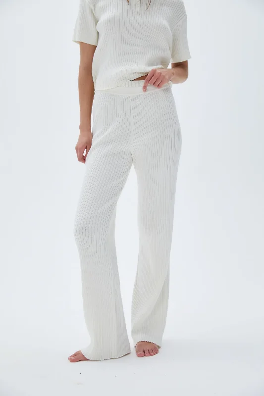 Rib Knit Pants - Marshmallow White