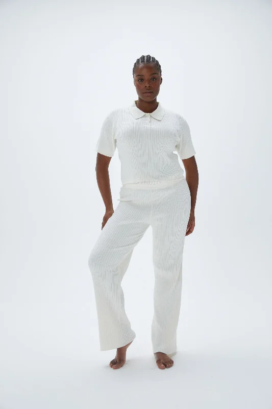 Rib Knit Pants - Marshmallow White