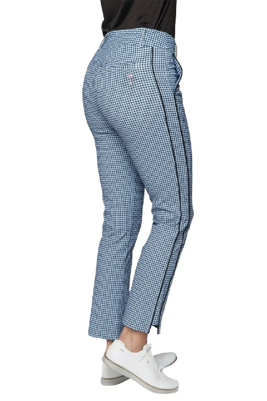 Zoo Blue/Cocoa Checkered Stretch Ankle Pants