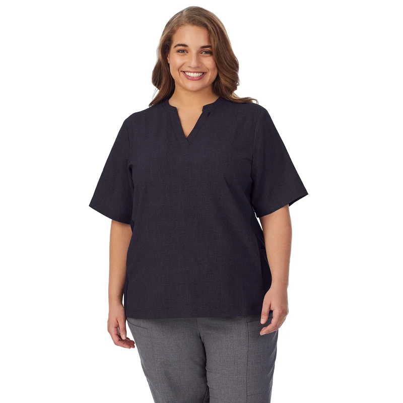 Womens Scrub Split Neck Top PLUS