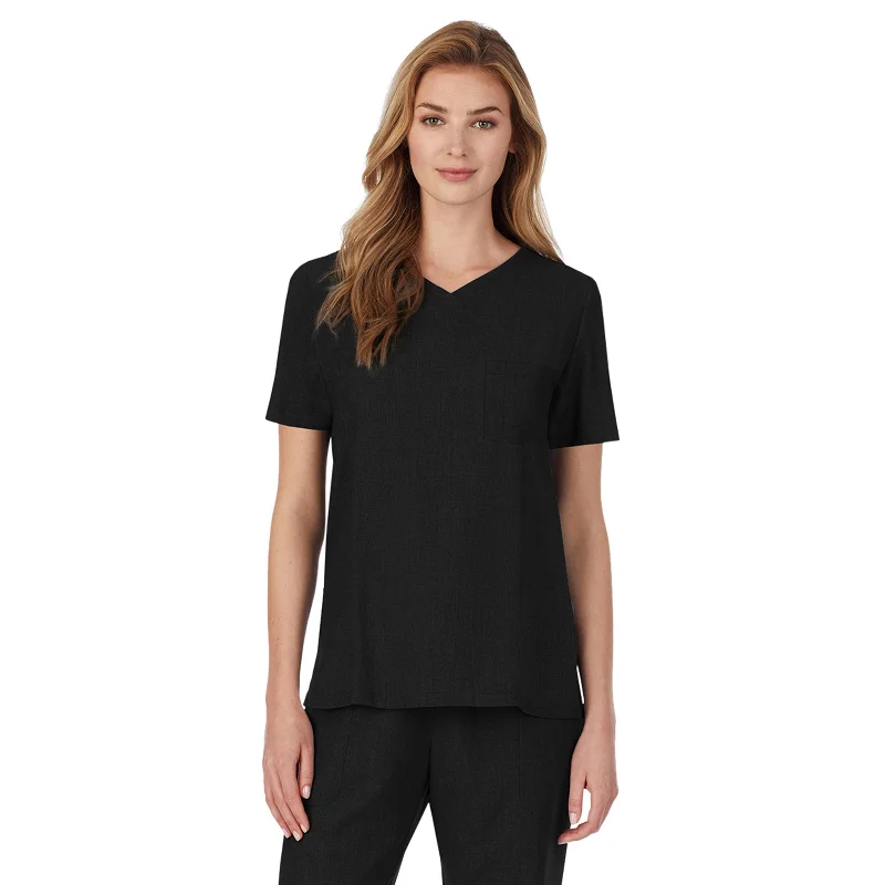 Womens Scrub V-Neck Top with Chest Pocket PETITE