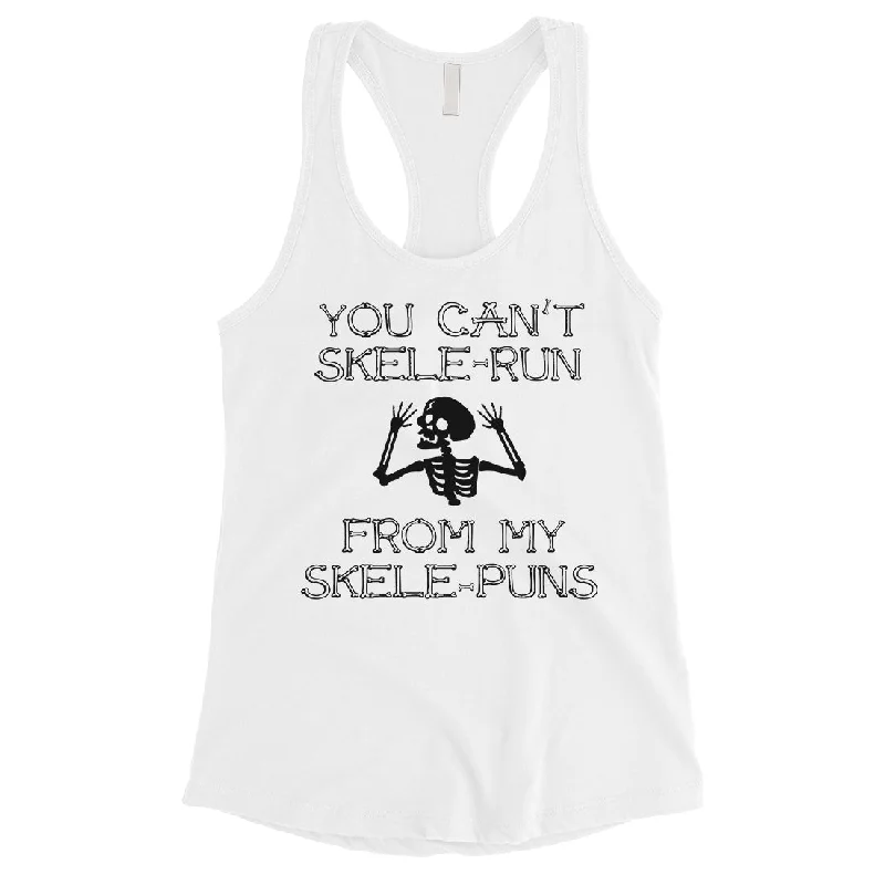 You Can't Skelerun From My Skelepuns Funny Halloween Womens TankTop