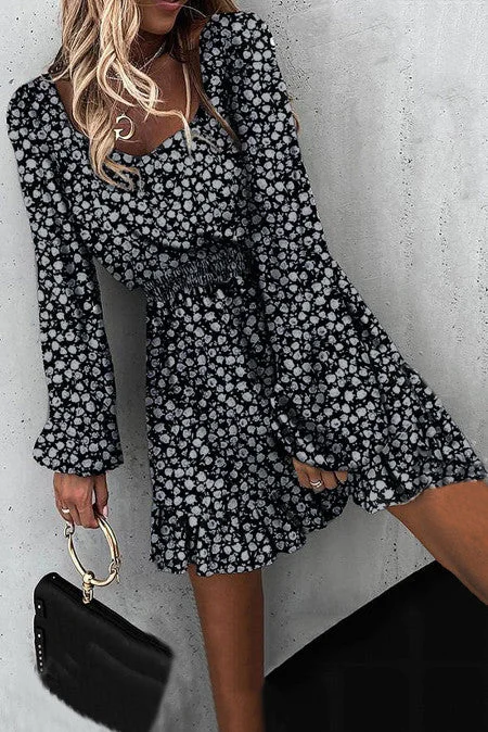 Elastic Floral Dress