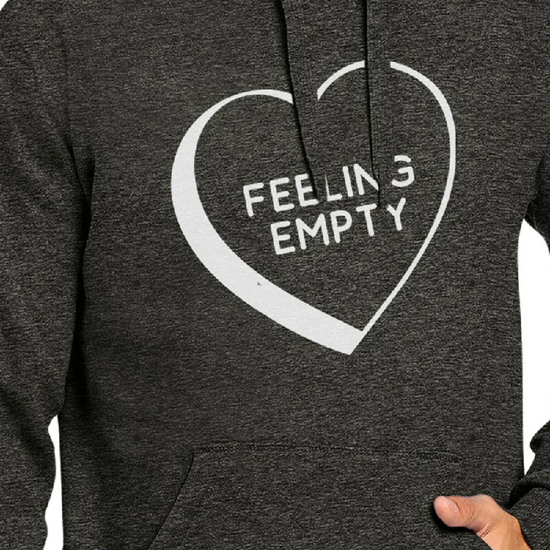 Feeling Empty Heart Unisex Dark Grey Funny Saying Graphic Hoodie