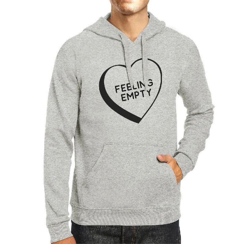 Feeling Empty Heart Unisex Grey Hoodie Letter Printed Cute Design