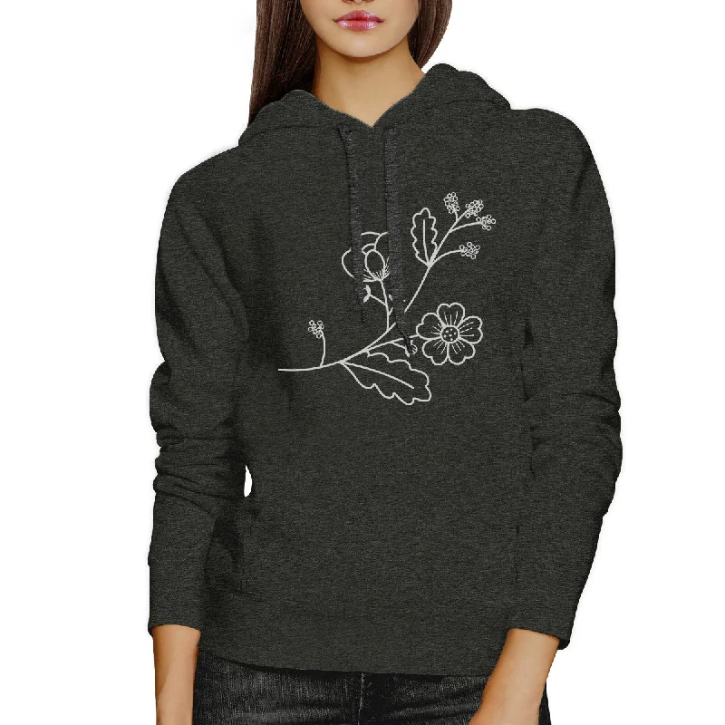 Flower Unisex Dark Gray Hoodie Unique Design Gift For Flower Lovers