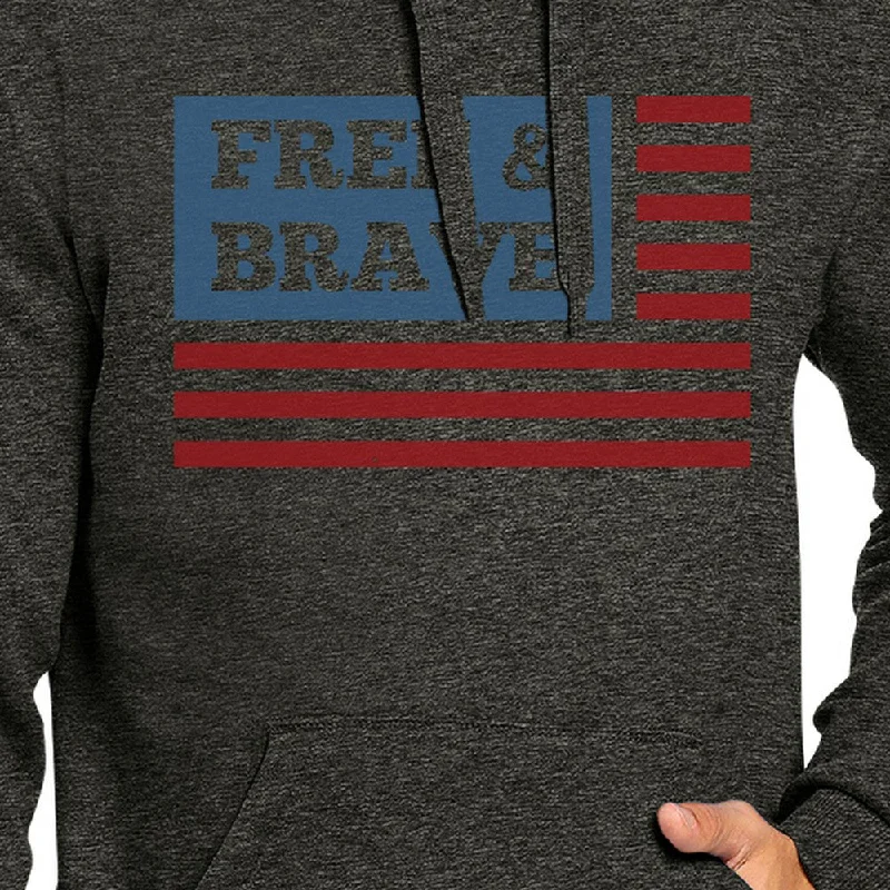 Free Brave Us Flag Unisex Dark Grey Graphic Hoodie Pullover Fleece