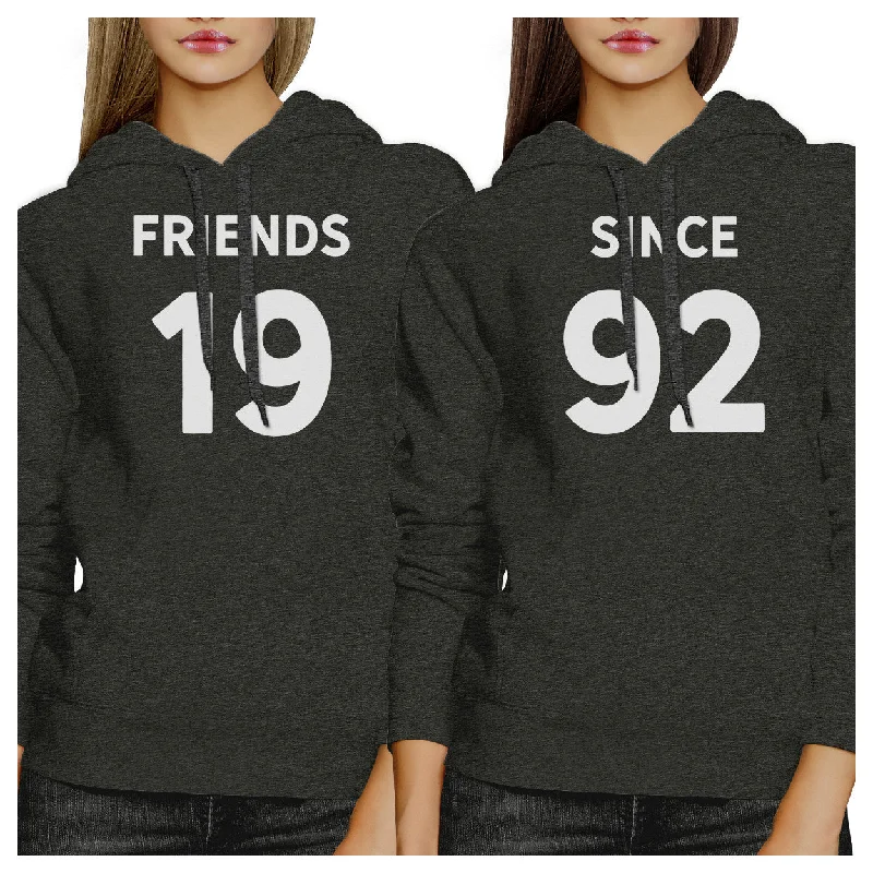 Friends Since Custom Years BFF Matching Dark Grey Hoodies