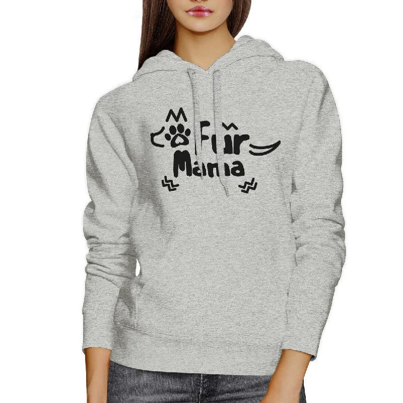 Fur Mama Grey Unisex Round Neck Top Cute Graphic Design Hoodie