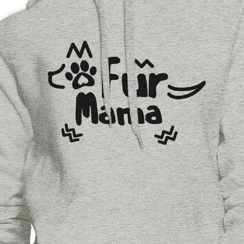 Fur Mama Grey Unisex Round Neck Top Cute Graphic Design Hoodie