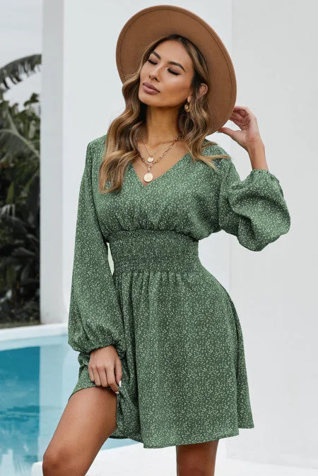 Green V Neck Dress