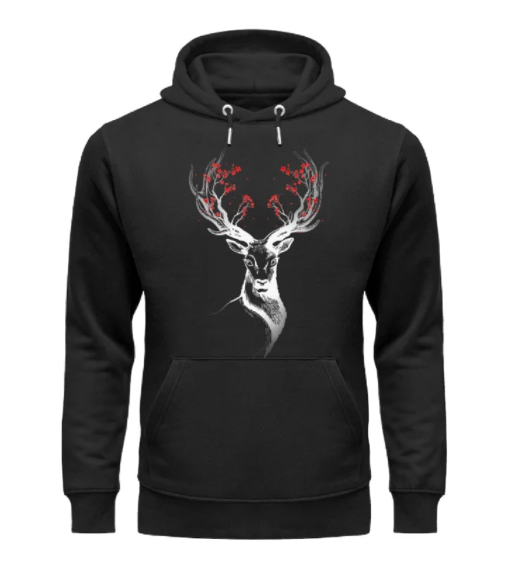 HIRSCH BLÜTEN- Bio Unisex Hoodie (PREMIUM)