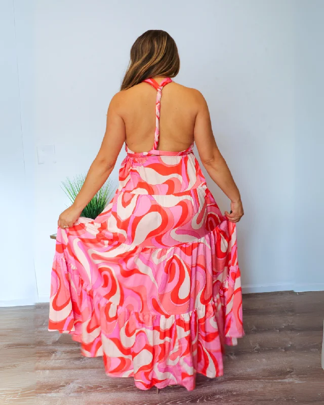 Women’s Coral, Pink Flowy Maxi Dress