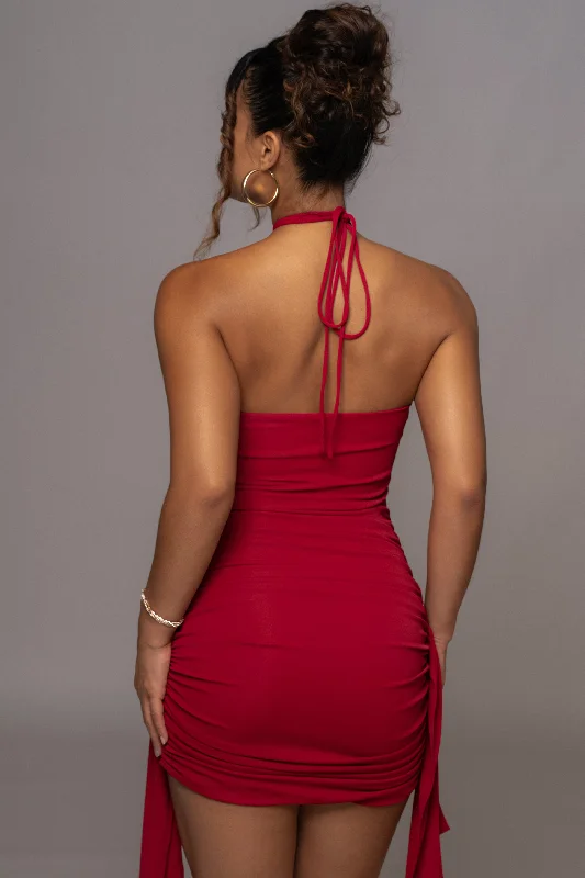 Red Tabitha Halter Mini Dress