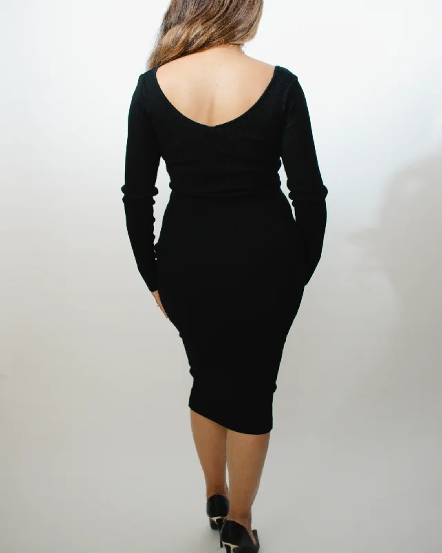 Women’s Midi Black Rib Dress