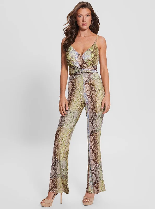 Eco Glam Snake Print Carina Twist Jumpsuit