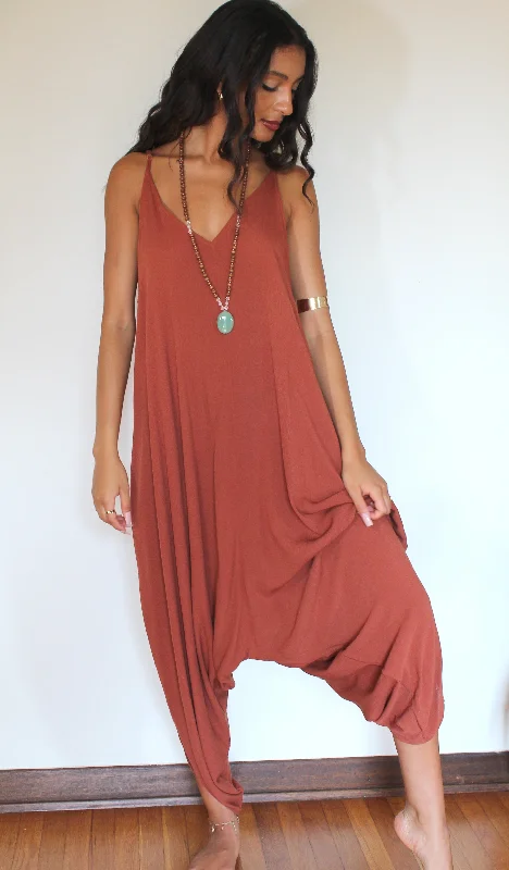 Rust Crinkle Jumpsuit