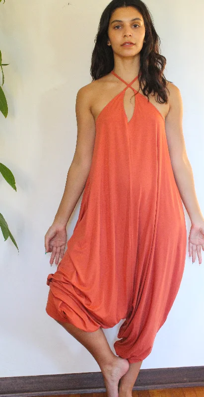 Rust Yoga Jumpsuit with Pockets