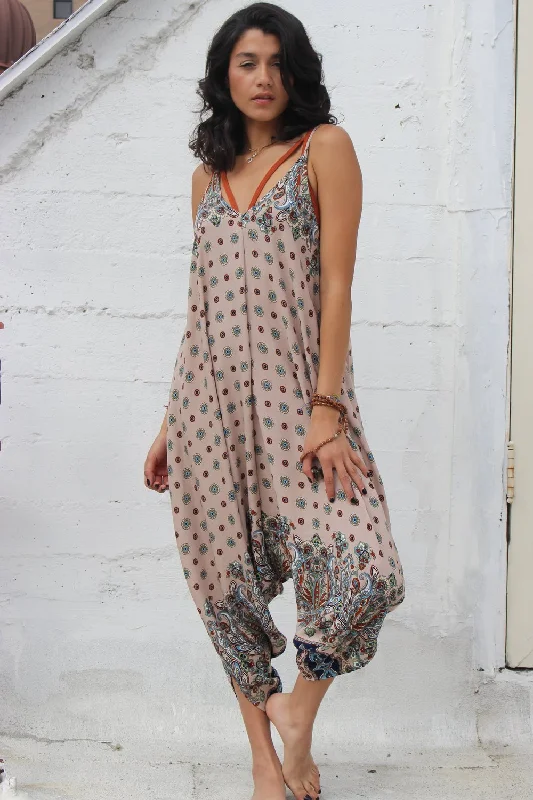 Turban Feathers Jumpsuit in Natural