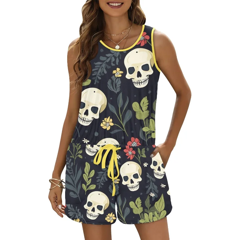 Women's Jungle Skulls Pattern Romper