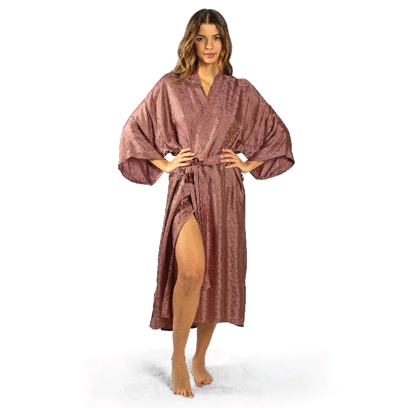 Luxury Artisan Silk Kimono Robes For Women, Jacquard, Washable Natural Mulberry Silk