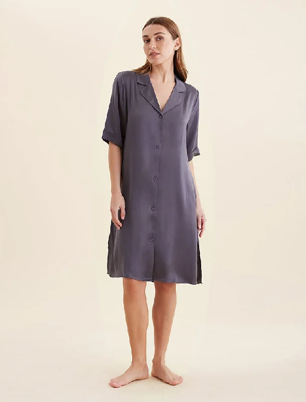 Audrey Silk Short Sleeve Nightshirt