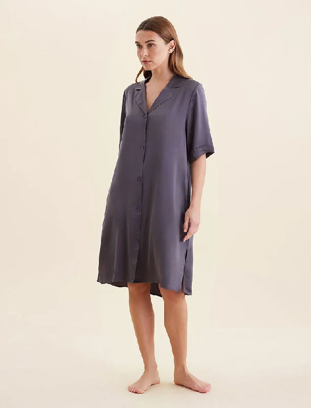 Audrey Silk Short Sleeve Nightshirt