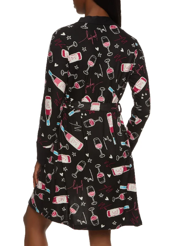 Girls Just Wanna Have Wine Pajama Cami and Shorts with Robe