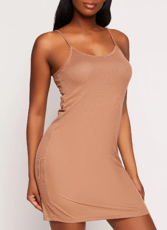 Solid Ribbed Cami Nightgown and Robe