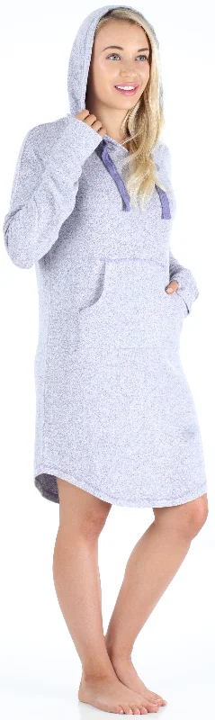 bSoft Women’s Hooded Long Sleeve Tunic Soft Knit Nightgown with Pocket Pajamas