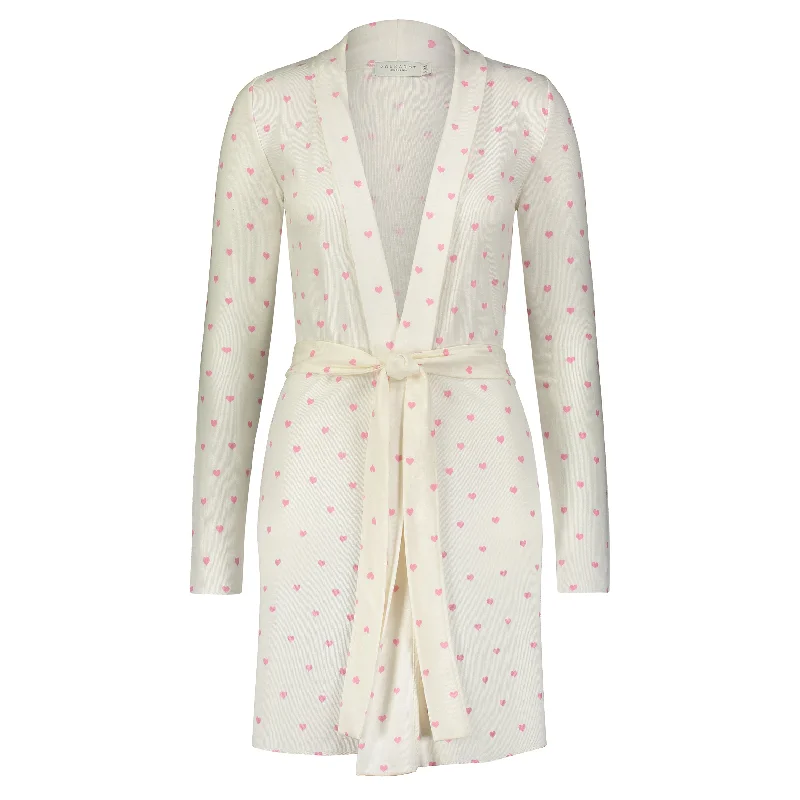 Polkadot Pink Hearts Print Cardigan ROBE