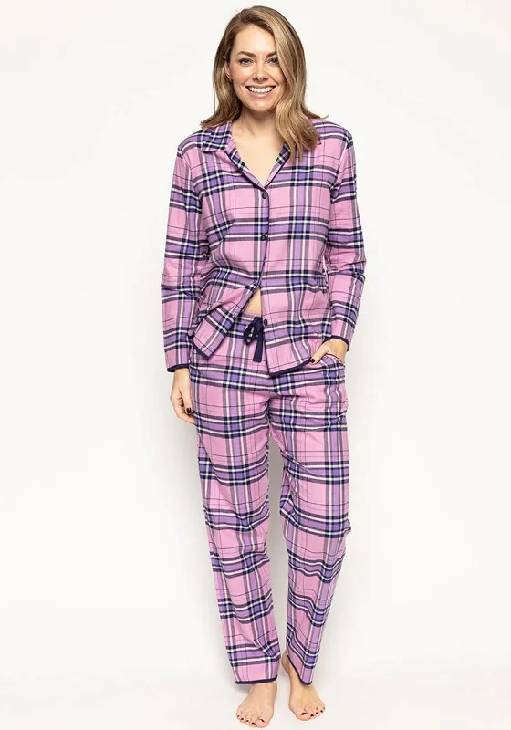 Cyberjammies Violet Brushed Check Pyjama Top, Pink