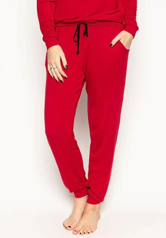 Cyberjammies Windsor Jersey Cuffed Pyjama Bottoms, Red