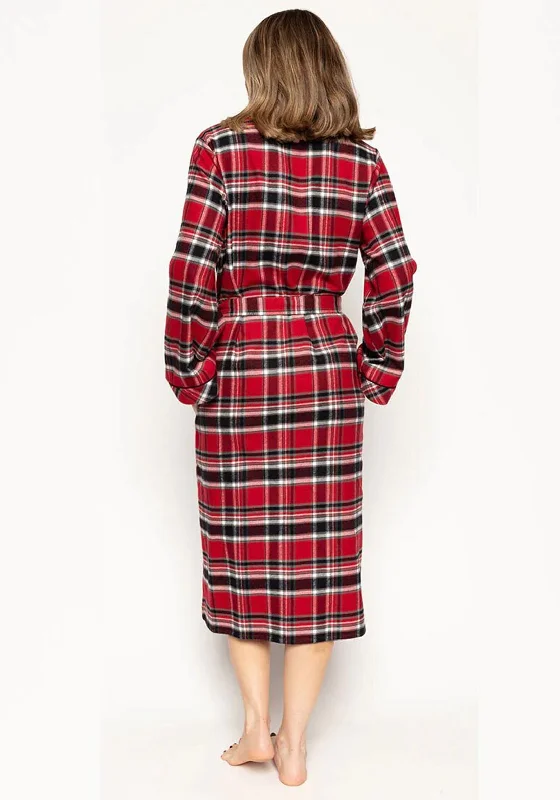 Cyberjammies Windor Brushed Check Long Dressing Gown, Red