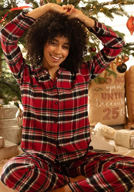 Cyberjammies Windsor Brushed Check Pyjama Top, Red