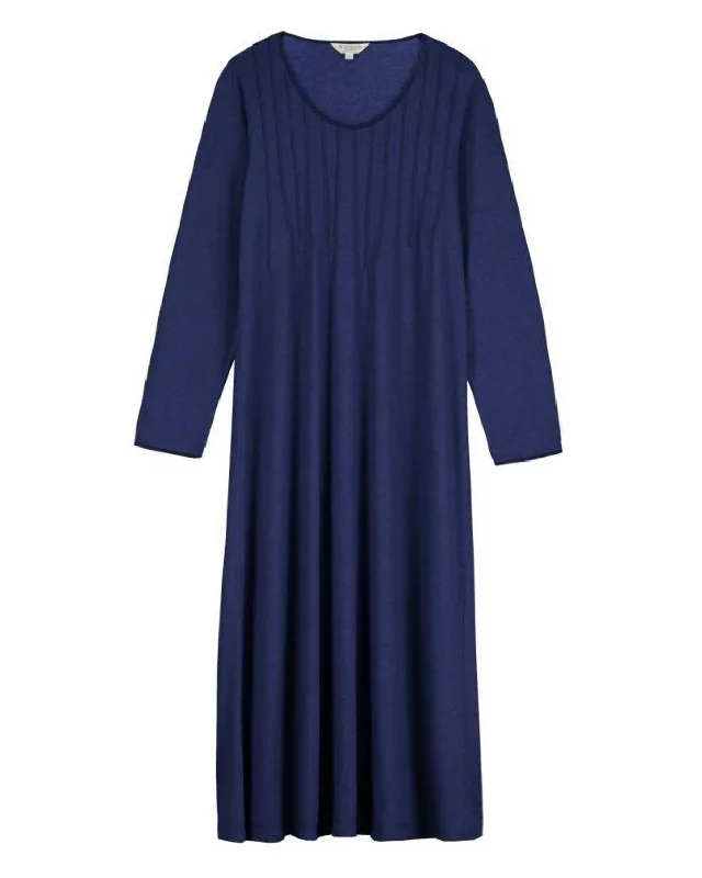 Women's French Pleat Long Sleeve Nightdress - Midnight