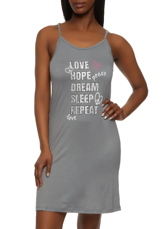 Love Hope Dream Graphic Nightgown with Robe