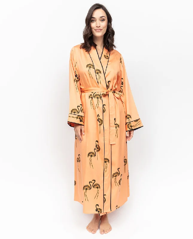 Hackney Flamingo Print Long Dressing Gown