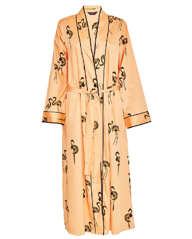 Hackney Flamingo Print Long Dressing Gown