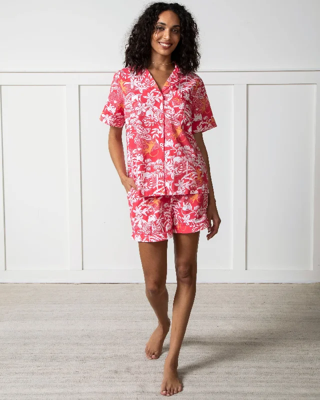 PF x J.McLaughlin Swinging Palm - Short PJ Set - Camellia Pink