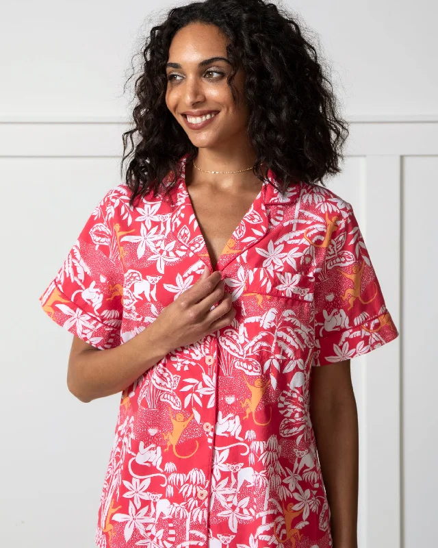 PF x J.McLaughlin Swinging Palm - Short PJ Set - Camellia Pink