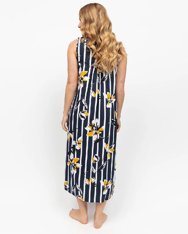 Knightsbridge Floral Stripe Print Long Nightdress